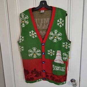 Samuel Adams Beer Mens Large Ugly Christmas Sweater Vest Bells